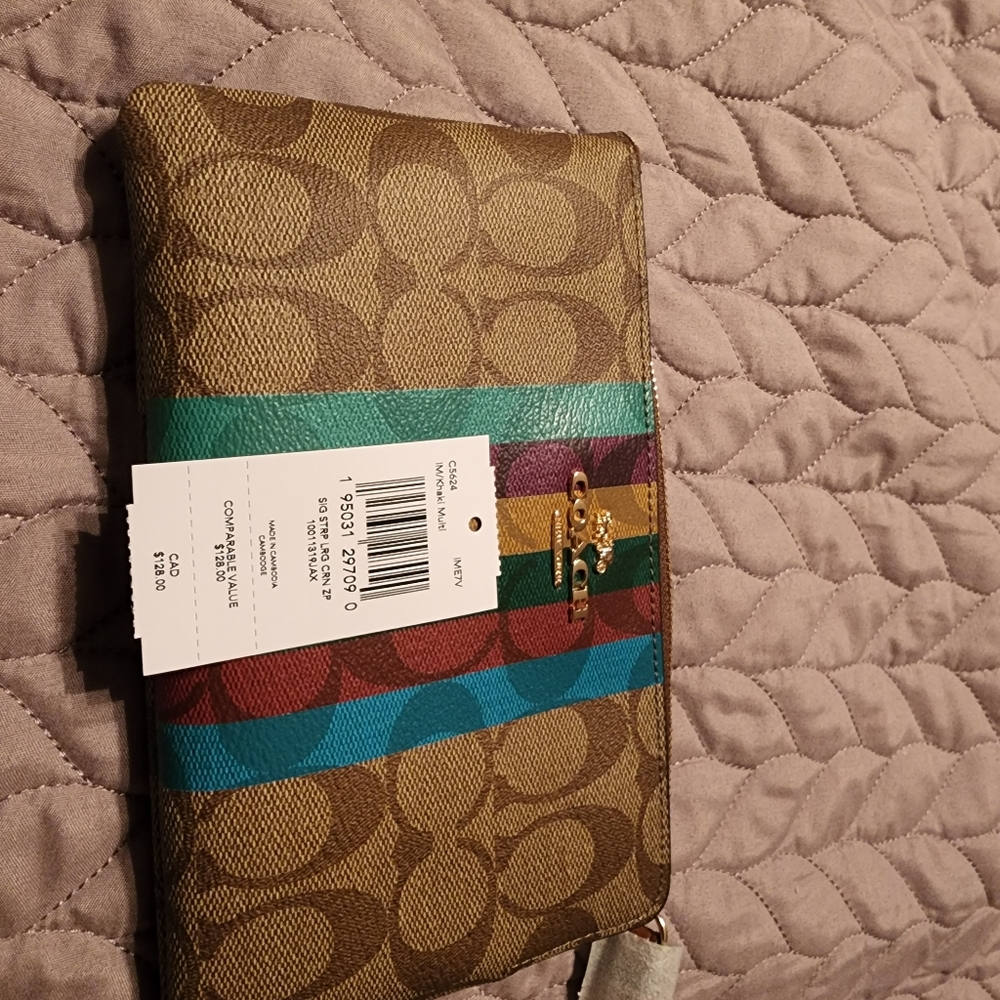 Coach signature large wristlet